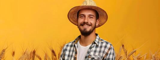 Vibrant Young Farm Worker A Portrait of Joy and Sustainable Agriculture photo