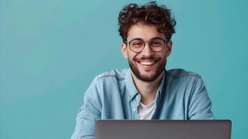 Joyous Young Screenwriter Crafting the Next Great Story A Portrait of Creative Success photo