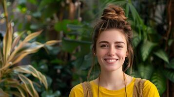 Passionate Conservation Volunteer Young Environmental Hero at Work on Vibrant Background photo