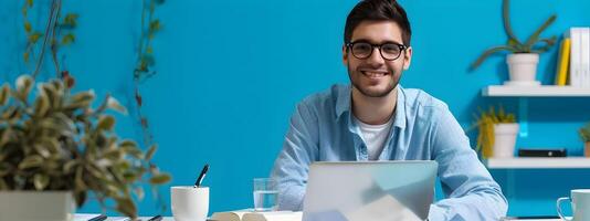 Thriving Technical Writer Young Professional Excelling in Colorful Modern Workspace photo