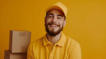 Young Professional Exuding Joy and Success in Vibrant Work Environment photo