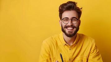 Young Ghostwriter Exuding Joy While Creating Captivating Stories on Laptop photo