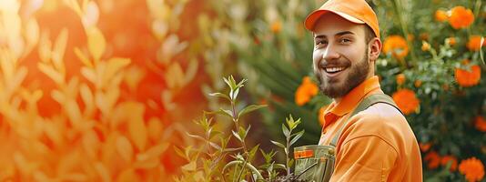 Young Landscaping Assistants Joyful Smile Captures the Rewards of a Green Career photo