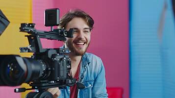 Young Film Critics Vibrant Passion A Portrait of Enthusiastic Film Analysis photo