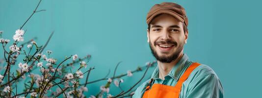 Young Landscaping Assistants Joyful Smile Reflects Pride and Satisfaction in Vocational Training Progress photo