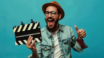 Young Film Critic at Work A Passionate Professional Analyzing the Latest Movie Releases photo