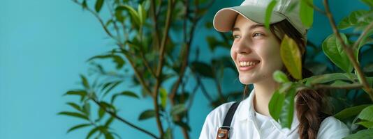 Young Conservation Volunteer Radiating Joy While Protecting the Environment photo