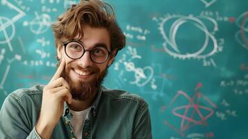 Young Mathematicians Joy Portrait of a Prodigy Deep in Calculation photo