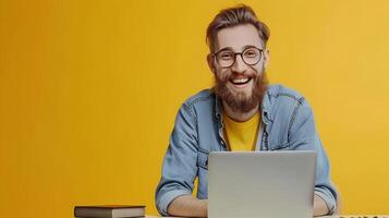Young Technical Writer in High Spirits Mastering Digital Content Creation photo