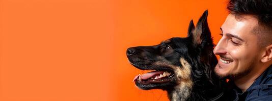 Young Service Dog Trainer Radiating Happiness in Vibrant Training Session photo