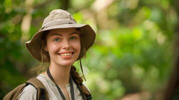 Youthful Crusader for Conservation A Radiant Portrait of a Happy Young Volunteer Fervently Working on Environmental Preservation photo