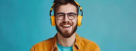 Young Translators Joy Thriving in a Global Career with Laptop and Headphones photo