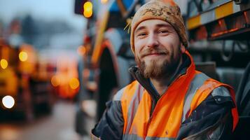 Young Tow Truck Operators Happiness Radiates in This Portrait photo