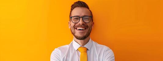 Young Speechwriter Exudes Happiness While Crafting Colorful Content photo