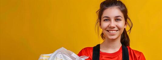 Young School Volunteer Radiating Joy in Action A Beacon of Community Empowerment photo