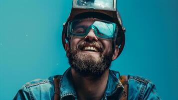 Young Welders Happiness A Glimpse into the Rewarding World of Metalwork photo