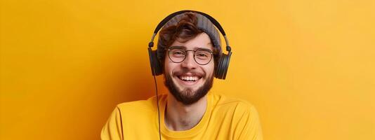 Cheerful Young Professional Wearing Headphones While Working on eCommerce Marketing photo