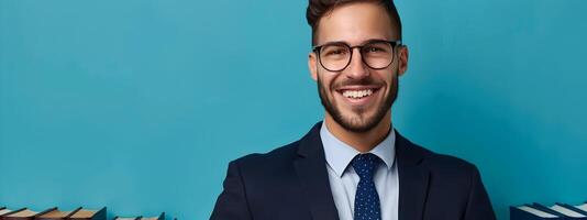 Ambitious Young Attorney Focused on Legal Career Portrait with Color Background photo