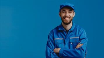 Cheerful Parking Attendant Embodying Professionalism and Service with a Smile photo