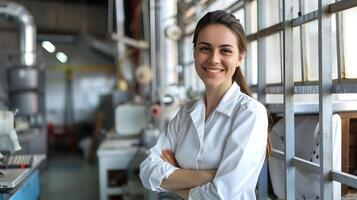 Confident Young Control Coordinator Smiling in Modern Office Environment photo
