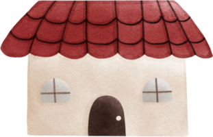 a house with a red roof and a door png