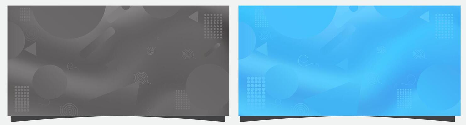 Two banners with blue and gray designs
