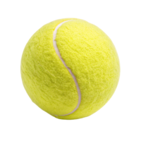 An angle of a tennis ball with vibrant yellow fuzz and visible curved seams, emphasizing its distinct texture png