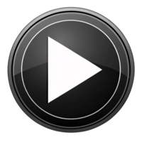 A glossy black circular button with a white triangular play symbol, encased within thin, double-lined rings for a sophisticated look png