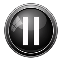 A black button with a pause symbol, enhanced by a distinct reflective window-like highlight on its surface for added depth png