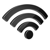 A sleek black Wi-Fi symbol with glossy arcs, representing a wireless internet connection png