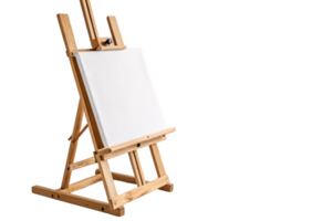 A wooden easel with a blank canvas, designed for tabletop or small-scale artwork, blending functionality with simplicity png