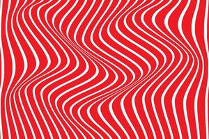 A red and white striped background with wavy lines vector