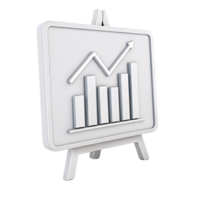 A white easel holding a presentation board with a graph showcasing upward trends, ideal for business presentations or analytics png