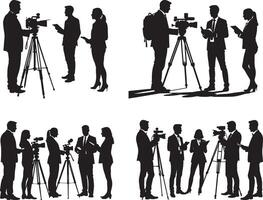 Press conference silhouettes set collection vector