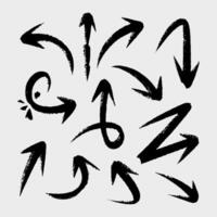 Creative collection of arrows with chalk texture strokes on white background vector