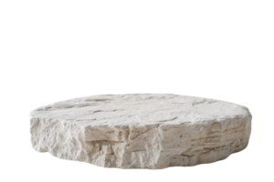 A natural stone platform with irregular edges, emphasizing its organic texture and smooth flat top, perfect for decor or functional use png