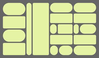 Dimensions 16x9 trendy bento grid layout style brick Ui UX templates. Web comic grids, rounded corners. Different panel layouts with y2k and brutal shapes tiles of different illustration vector