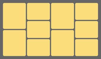 Dimensions 16x9 trendy bento grid layout style brick Ui templates. Web comic grids, rounded corners. Different panel layouts with y2k and brutal shapes tiles of different sizes illustration vector