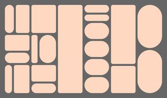 Dimensions 16x9 bento grid layout style brick Ui UX templates. Web comic grids, rounded corners. Different panel layouts with y2k and brutal shapes tiles of different sizes vector