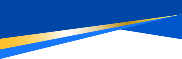 Border shape for banner design. Blue header section with golden line. Abstract bottom for web page. Curved divider template. Horizontal separator. png