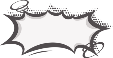 Manga speech bubble. Comic text frame with pop art halftone dotted effect. Balloon chat shape for dialog. Cloud for shock shout and scream action message. Irregular cartoon decoration. png