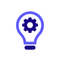 A purple lightbulb icon contains a gear symbol, representing the concept of innovation and mechanics cutouts png