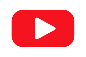 A red rounded rectangle features a white play button in the center, symbolizing a well-known video-sharing platform cutouts png