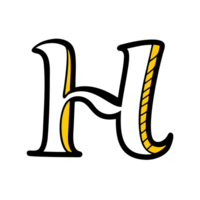 letter h is depicted in a playful design, featuring bold black outlines and a two-tone yellow and white color scheme cutouts png
