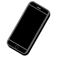 A black outline drawing of a smartphone is shown, featuring a simple design with a home button and a prominent screen cutouts png