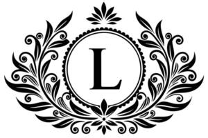 Monogram L Design with Laurel Wreath vector