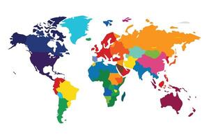 Colorful World Map Illustration, perfect for educational resources or global design projects. vector