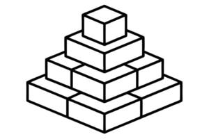 Geometric pyramid structure of stacked cubes. vector