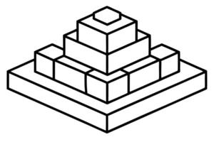 AGeometric pyramid structure of stacked cubes. vector