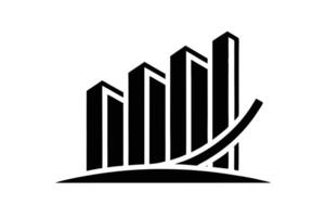 Black and white graphic of rising bar graph representing growth. vector